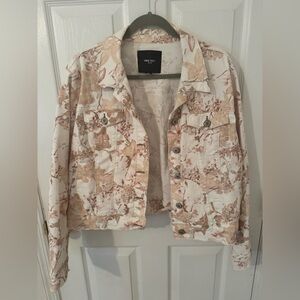 Nine West Floral Cream and Blush Denim Jacket